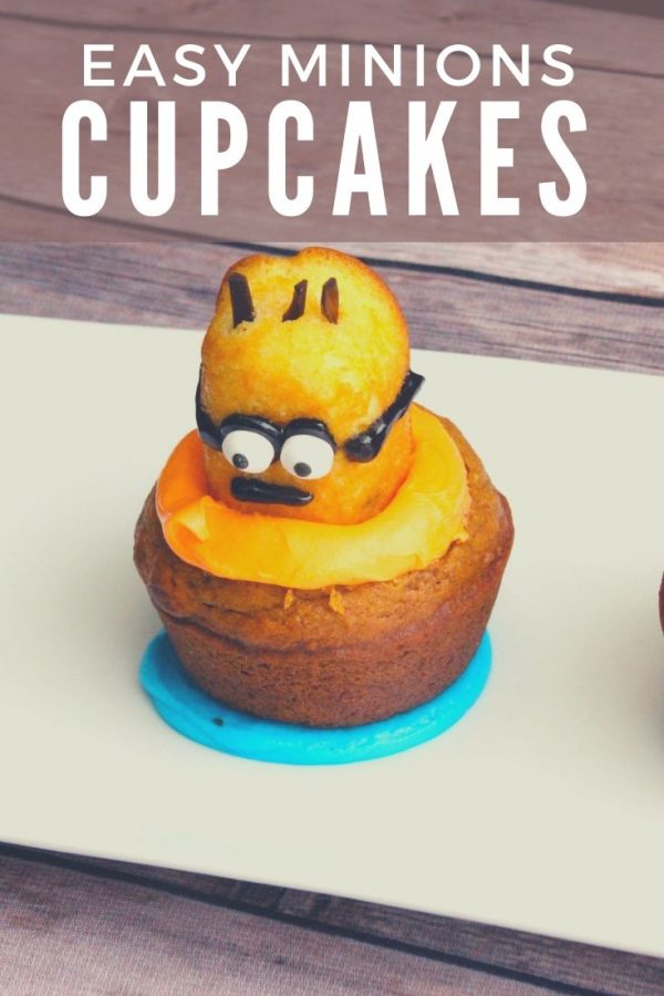 Easy Minions cupcakes recipe featuring super cute Minions cupcakes made with sponge cake with cream filling snack cake.