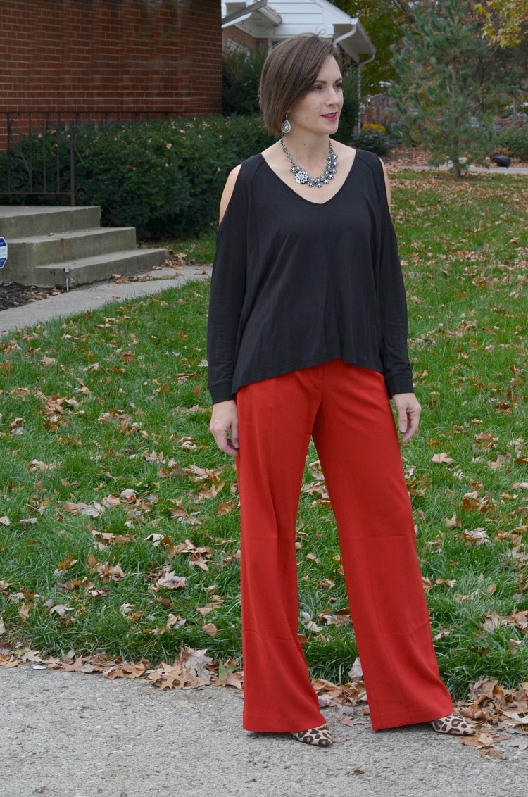 Red wide leg pants