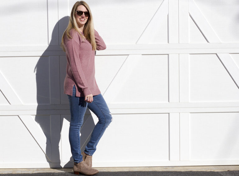 Pink Criss Cross Tunic Sweater
