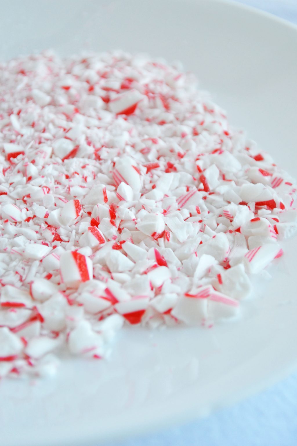crushed candy cane pieces on white plate